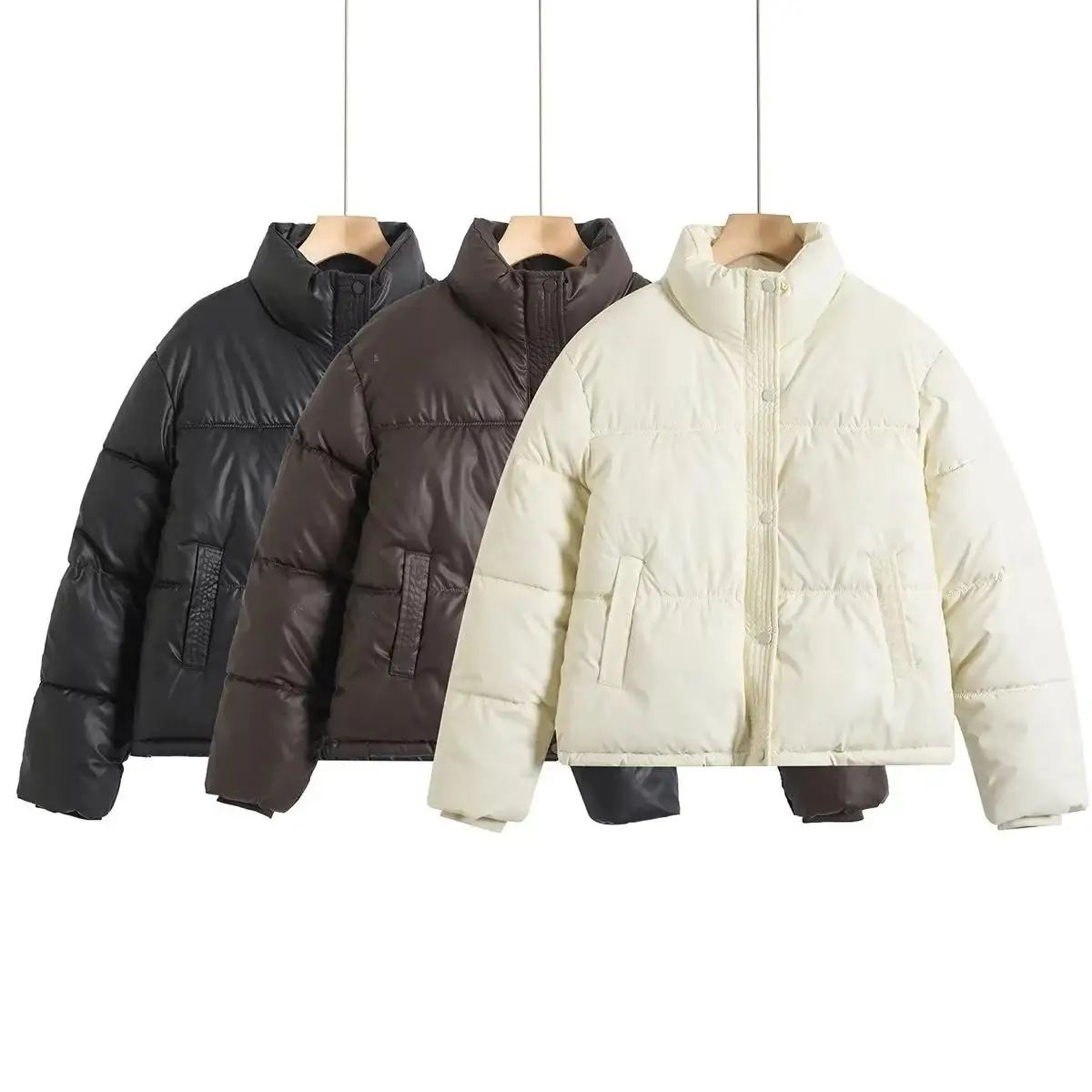 

Ретро-куртка в американском стиле с воротником на молнии, из искусственной кожи и хлопка, теплая зимняя верхняя одежда для повседневной носки, с длинными рукавами