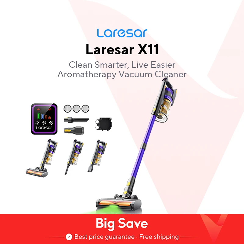 Laresar X11 550 واط 55000PA شفط الطاقة مكنسة كهربائية لاسلكية يده المنزل الذكي كوب الغبار 60 دقيقة وقت التشغيل 3 قطعة مجموعة Filte