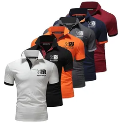 2024 Printed Polo Shirt Fashion Summer Solid Short sleeved Fashion Business Minimalist Men's Polo Shirt