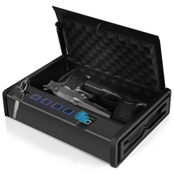 Portable Gun Safe Biometric Gun Safe Boxes Personal Gun Safe with Finger Print Password Key Unlock Safe for Guns Valuables