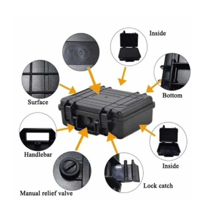 9 Sizes Tool Box ABS Plastic Hard Carry Case Safety Equipment Instrument Case Portable Tool Box Impact Resistant Tool Case Foam