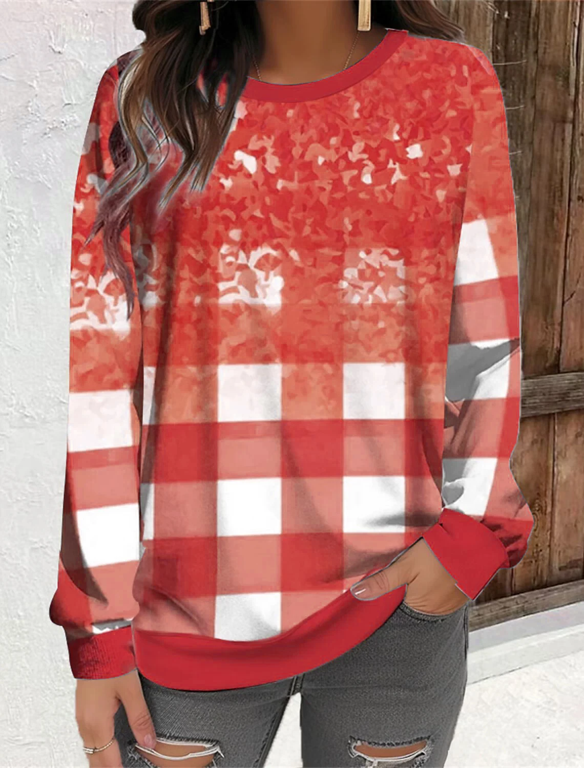 Streetwear Plaid Striped Pattern Women Sweatshirts Autumn Winter Long Sleeve 3D Printed Casual Ladies Sweatshirt 3XL Plus Size