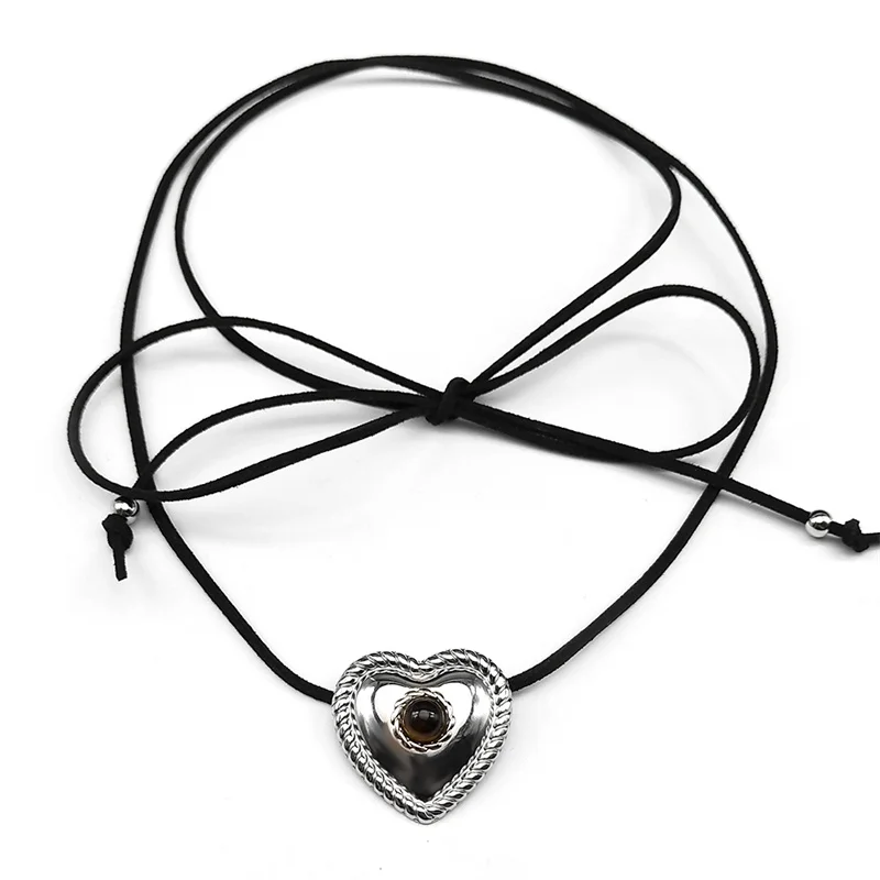

Big Shine Heart Love Y2K Pendant Necklace For Women Girls Stainless Steel Silver Color Party Summer Chain Jewelry Decoration