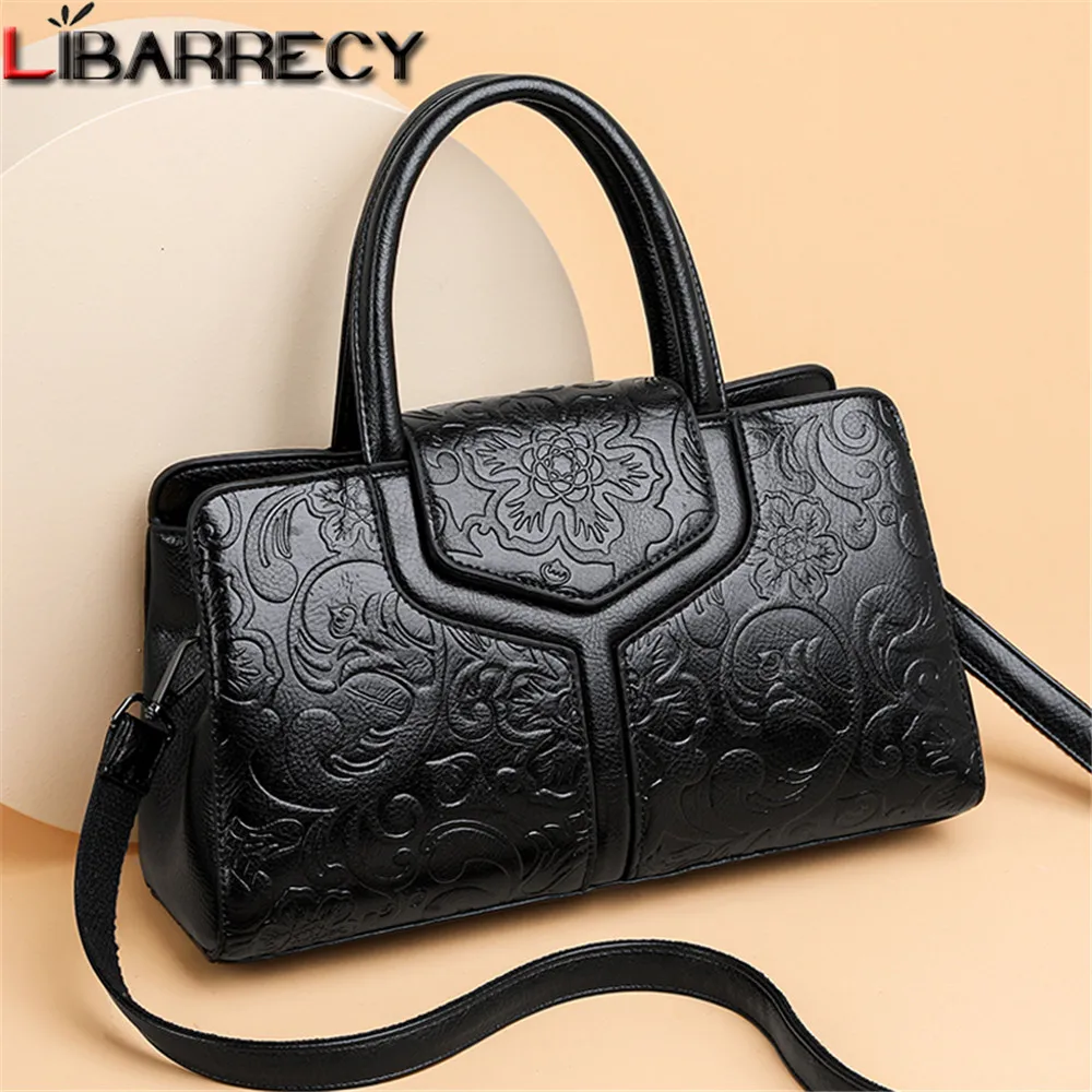 Women Soft Leather Handbags Luxury Designer Embossing Shoulder Crossbody Bag Ladies Large Capacity Shopping Brand Messenger Tote