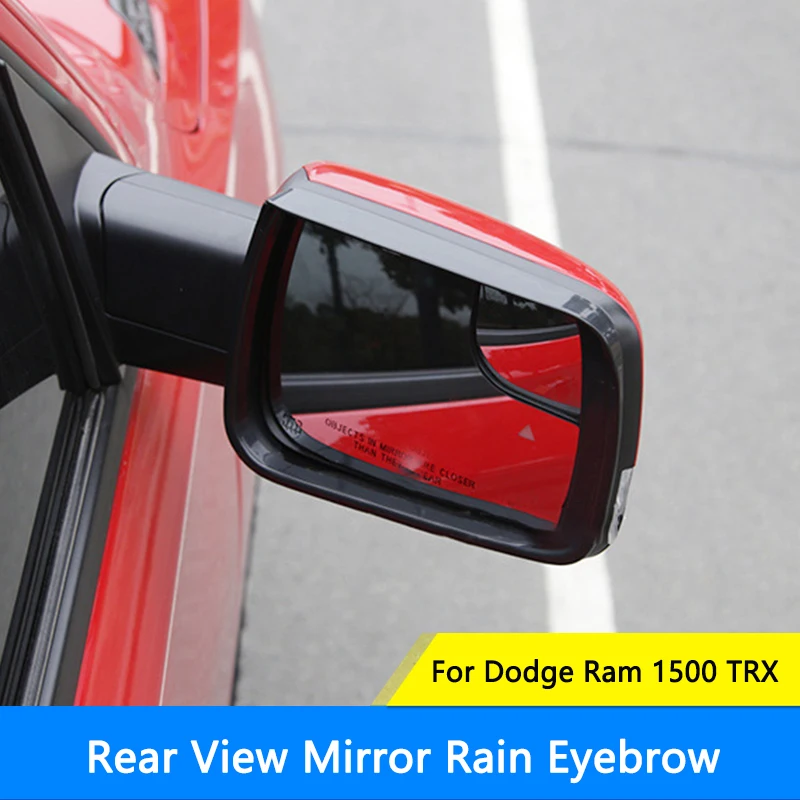 

QHCP Car Rear View Mirror Frame Rain Eyebrow Rainproof Rainshield Visor Cover Trims For Dodge RAM 1500 2022 Exterior Accessories