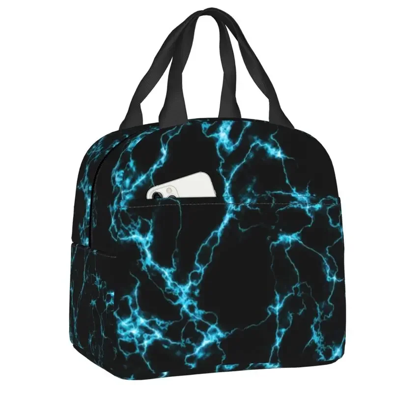 Elegant Marble Abstract Texture Insulated Lunch Tote Bag for Women Portable Cooler Thermal Food Lunch Box School