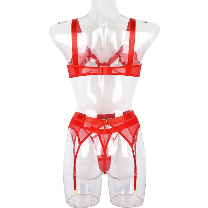 المثيرة الإناث الملابس الداخلية مثير النساء الفاخرة مصمم الملابس الداخلية شبكة انظر من خلال ثونغ وحمالة الصدر مثير الجوف خارج مجموعة الملابس الداخلية الأربطة