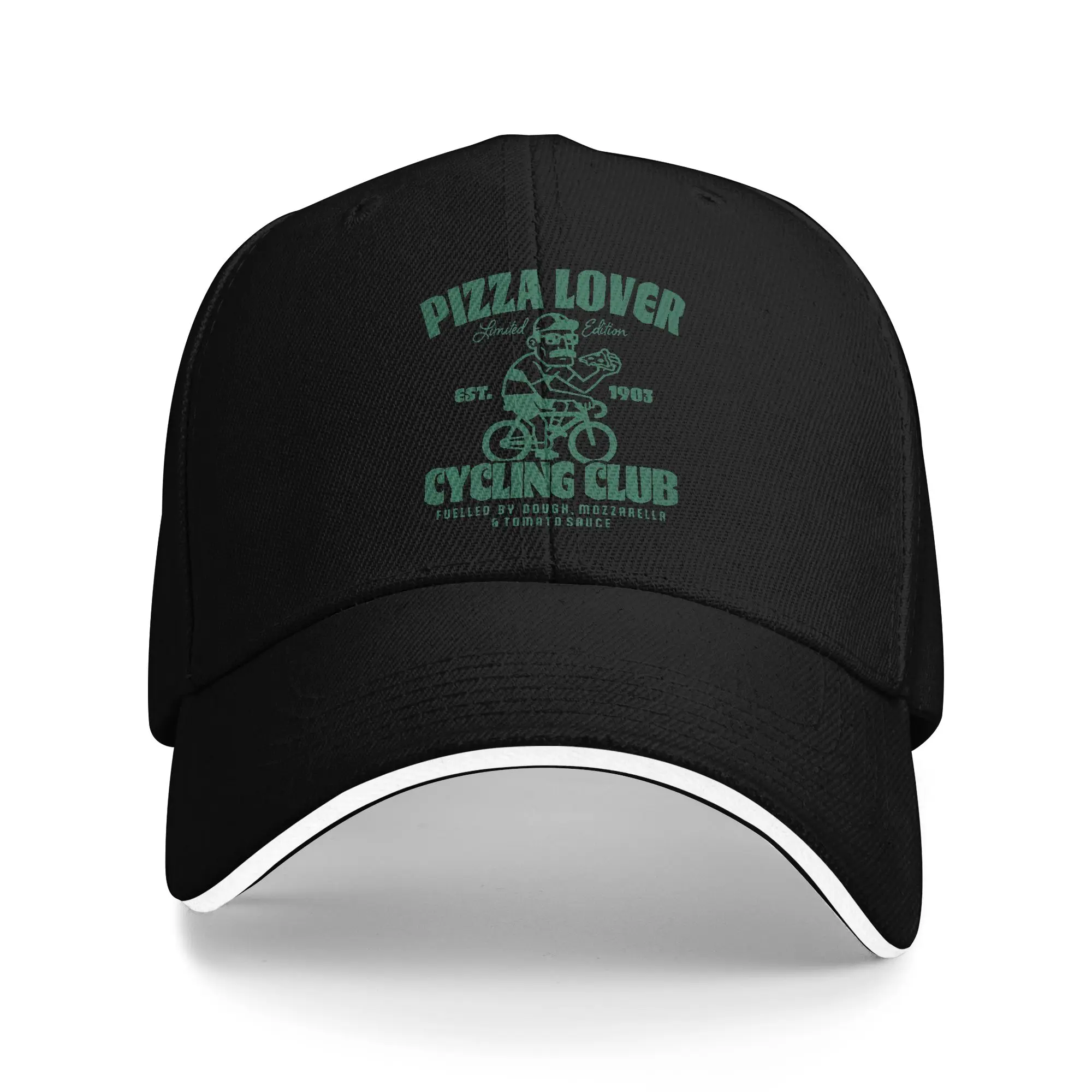 Klub Kolarski Miłośników Pizzy Kolarz Szosowy Kanapka Czapka z Daszkiem Bejsbolówka Modna Sprana Zabawna Czapka Rowerowa Snapback Unisex Regulowana Czapka dla Dorosłych