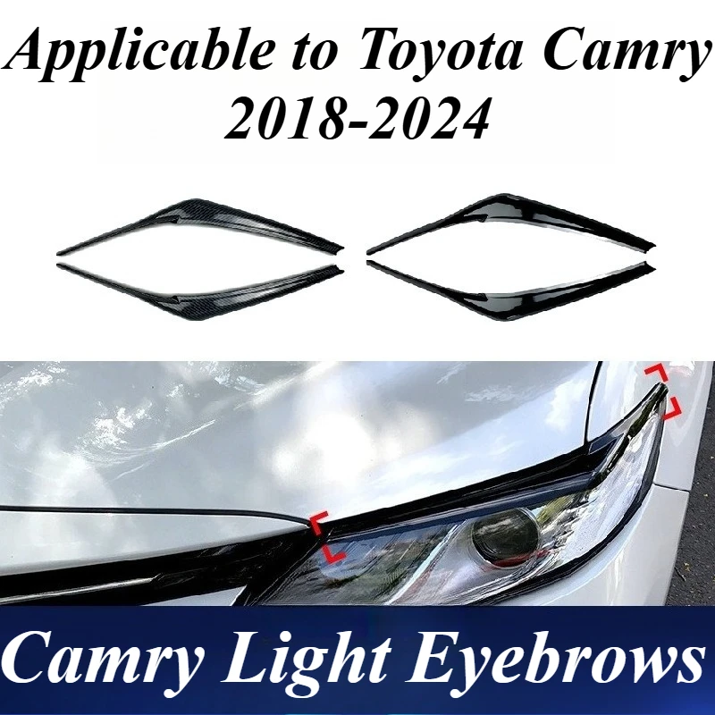 

For Toyota Camry 2018-2024 Headlight Cover Strip Vinyl Decal Sticker Glossy Black Eyebrow Tint Styling Exterior Trim Accessories