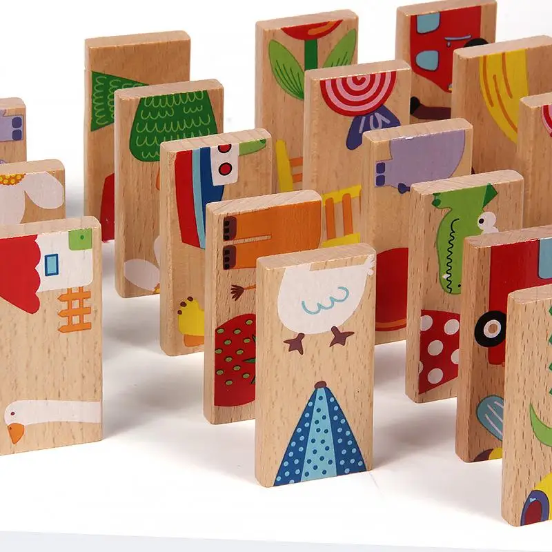 1Set Holz Domino Idiom Joint Kit kinder Spielzeug Frühen Lernen Puzzle Spiel Montessori Pädagogisches Spielzeug Für Kinder