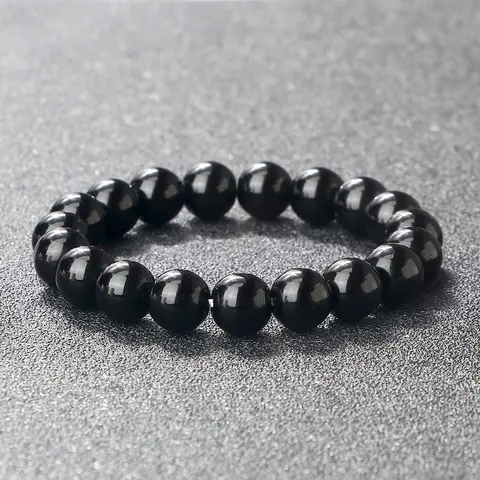 Natural Black Obsidian Stone Bracelet Fat Relief Promote Blood Circulation Anti Anxiety Weight Loss Bracelets Women Men Jewelry