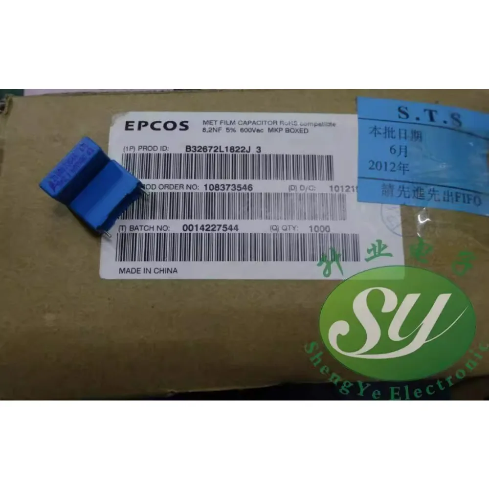 

20PCS EPCOS 0.0082uf/600vAC 8.2nf 8200pf 822 brand-new 15mm film capacitor B32672L1822J