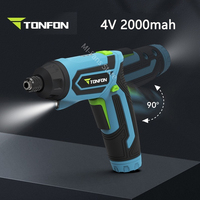 Tonfon 4V Wireless Folding Electric Cordless Drill Impact Gun Gill Power Screwdriver With LED 2000mAh Rechargeable Battery