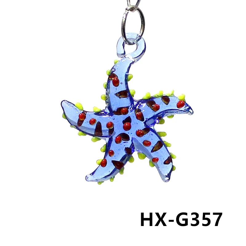 Cute Marine Animal Starfish Charm Mini Glass Sea Star Pendant Ornament for Diy Jewelry Necklace Accessories or Aquarium Decor