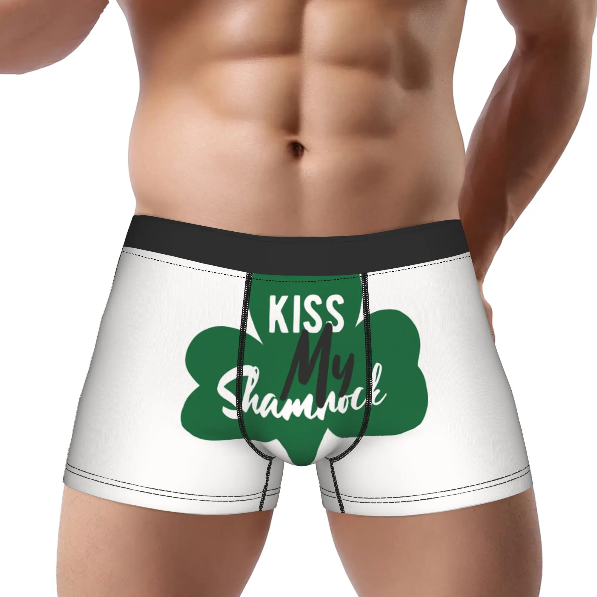 

Мужские трусы-боксеры Kiss My Shamrock из полиэстера с принтом