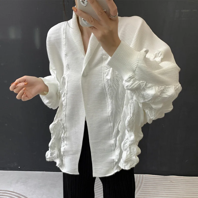 

Кардиган с пышными складками однотонного цвета, весна 2026, новинка, модная универсальная повседневная женская верхняя одежда