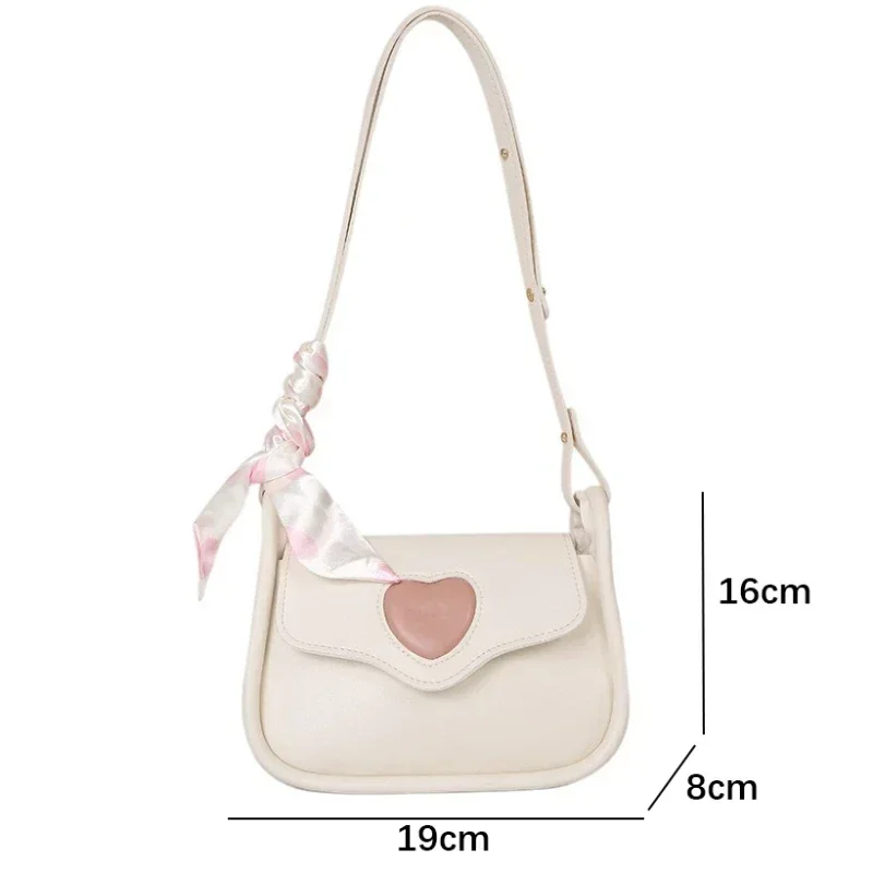 Śliczne Love Heart damskie małe kwadratowe torby na ramię moda damska torba prosta damska torebka typu crossbody torebka z szalikiem