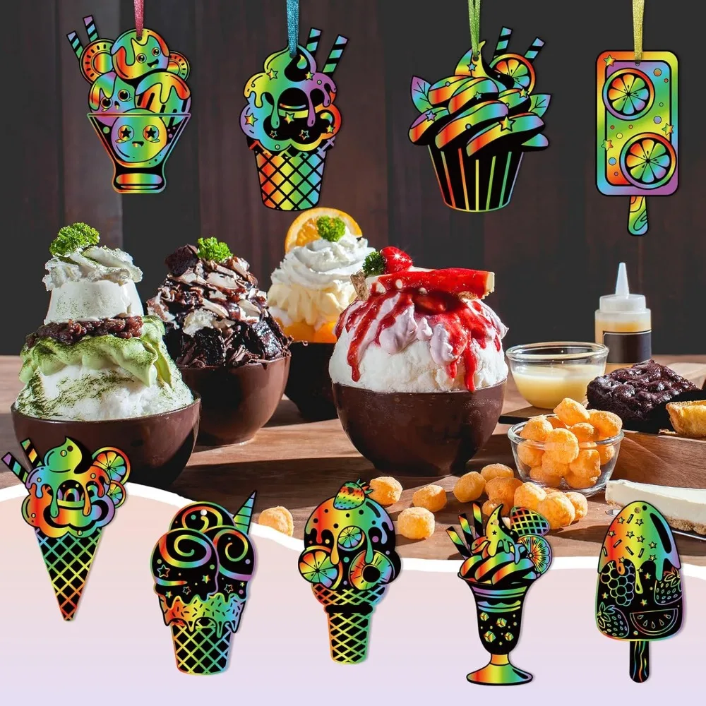 The Magic Rainbow Summer Sweet Treats Scratch-off Card hanging decoration craft is a birthday party gift for children