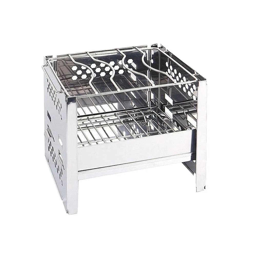 

1 шт. Складной уличный гриль-барбекю из нержавеющей стали, квадратная печь для дров, походная посуда, портативный очаг-жаровня