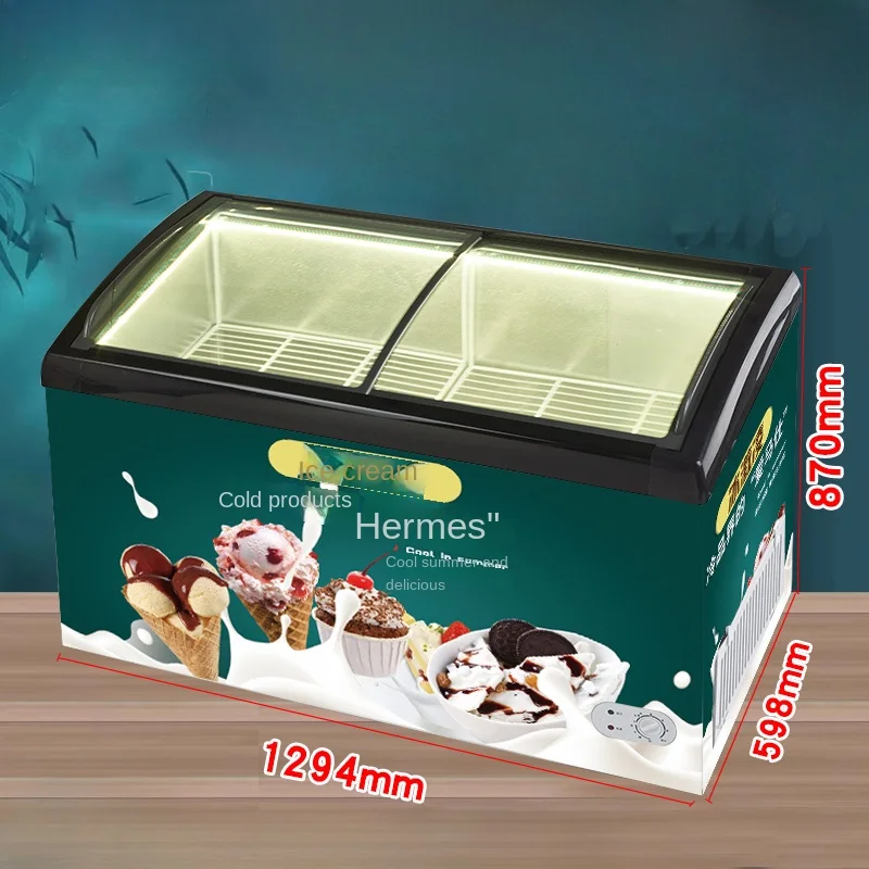 Ice cream freezer Display cabinet Ice cream barrel Commercial small ice cream cabinet frozen arc cabinet Glass door freezer