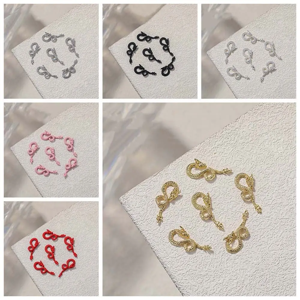 6Pcs/set Chinese Zodiac Signs Dragon Nail Decorations Metal Nail Art Drills Manicure Ornaments Dragon Nail Accessories