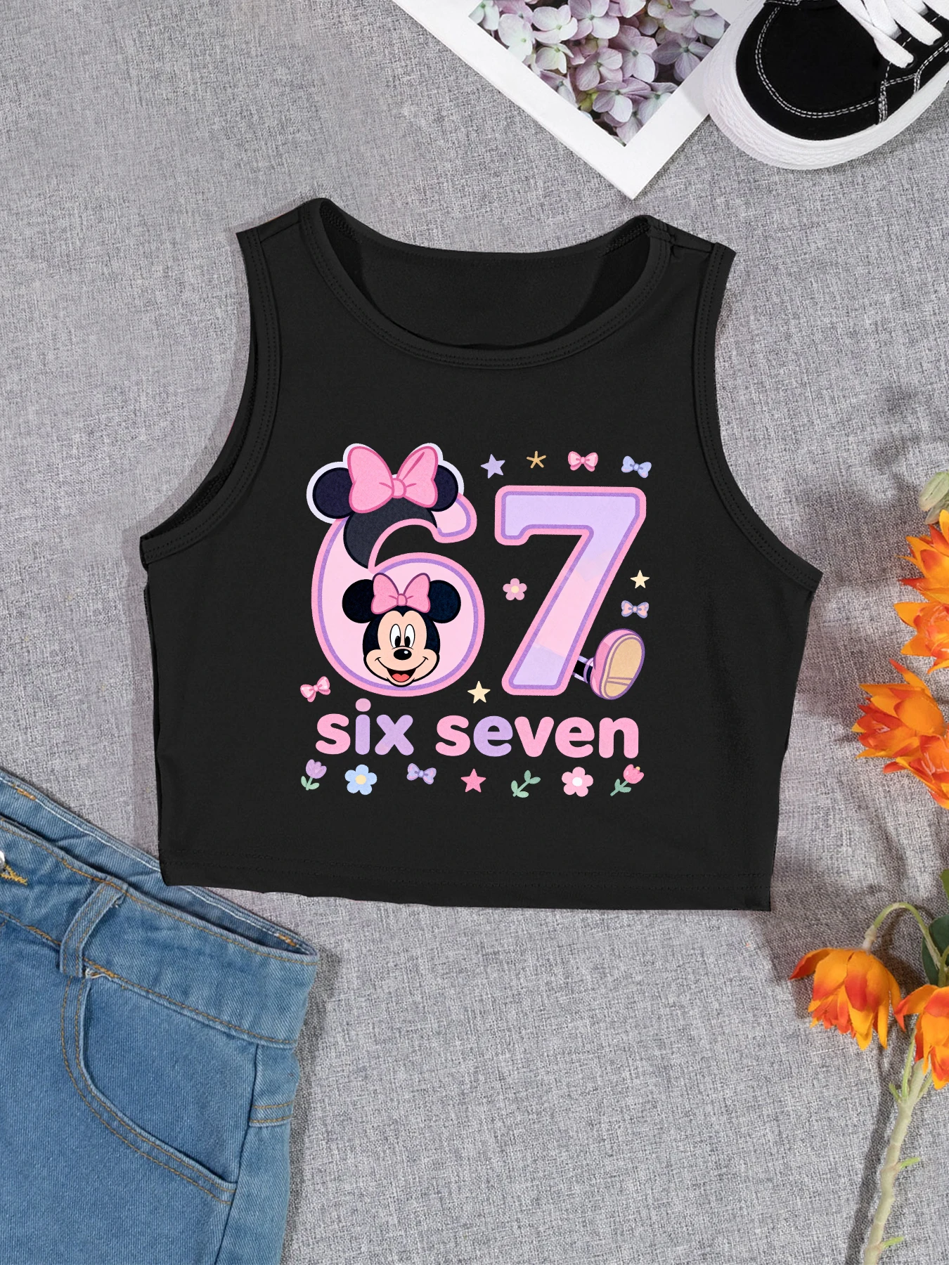 سترة أطفال أنيقة كاجوال برقبة دائرية من ديزني، مطبوعة بنمط ميني لطيف، مناسبة للارتداء اليومي، هدية لطيفة