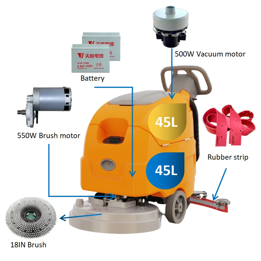 IronBee JX45 Популярная автоматическая ходячая коммерческая скруббер для пола, машина для мытья полов из мрамора и гранита