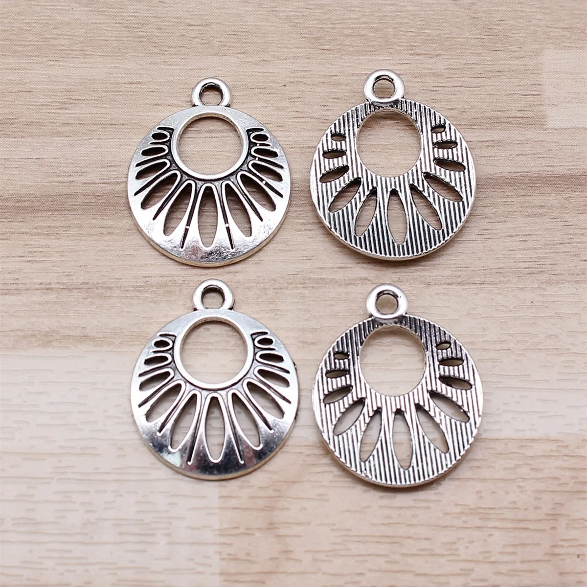 IFOCUS 10pcs/Lot Flower Charms For DIY Jewelry Making Zinc Alloy 19x23mm/0.75x0.91inch