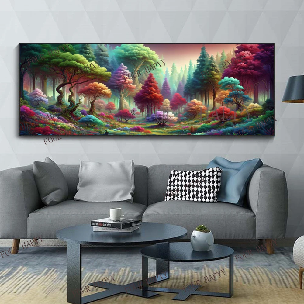 5D fai da te grande pittura diamante croce albero di legno colorato paesaggio Wall Art, trapano rotondo completo, ricamo decorazioni per la casa