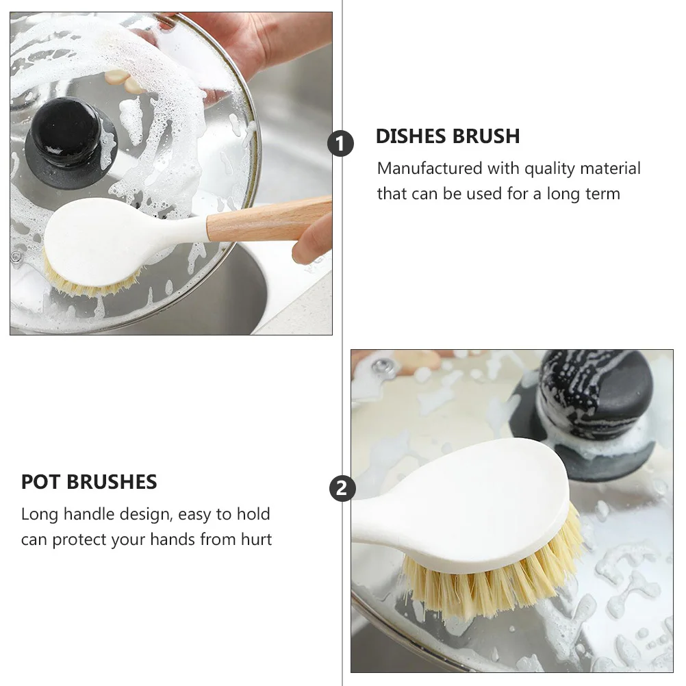 

1Pcs Long Handle Pot Scrubber Premium Kitchen Cleaning Brush for Pans Dishes Cups - Heavy Duty Washing Tool with Hanging Rope
