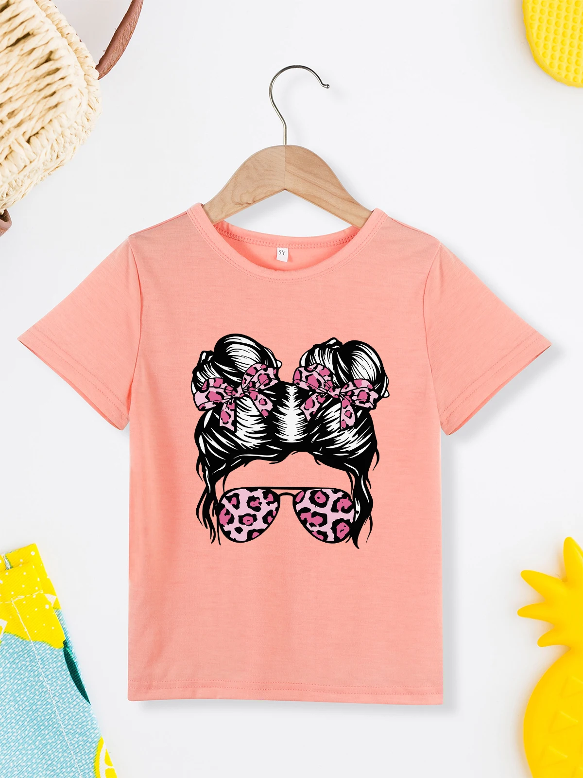 

Super Mom Fashion Cute Girls Clothes Pink Casual Versatile Summer T-shirt European American Harajuku 2 to 7 Years Kids T Shirt