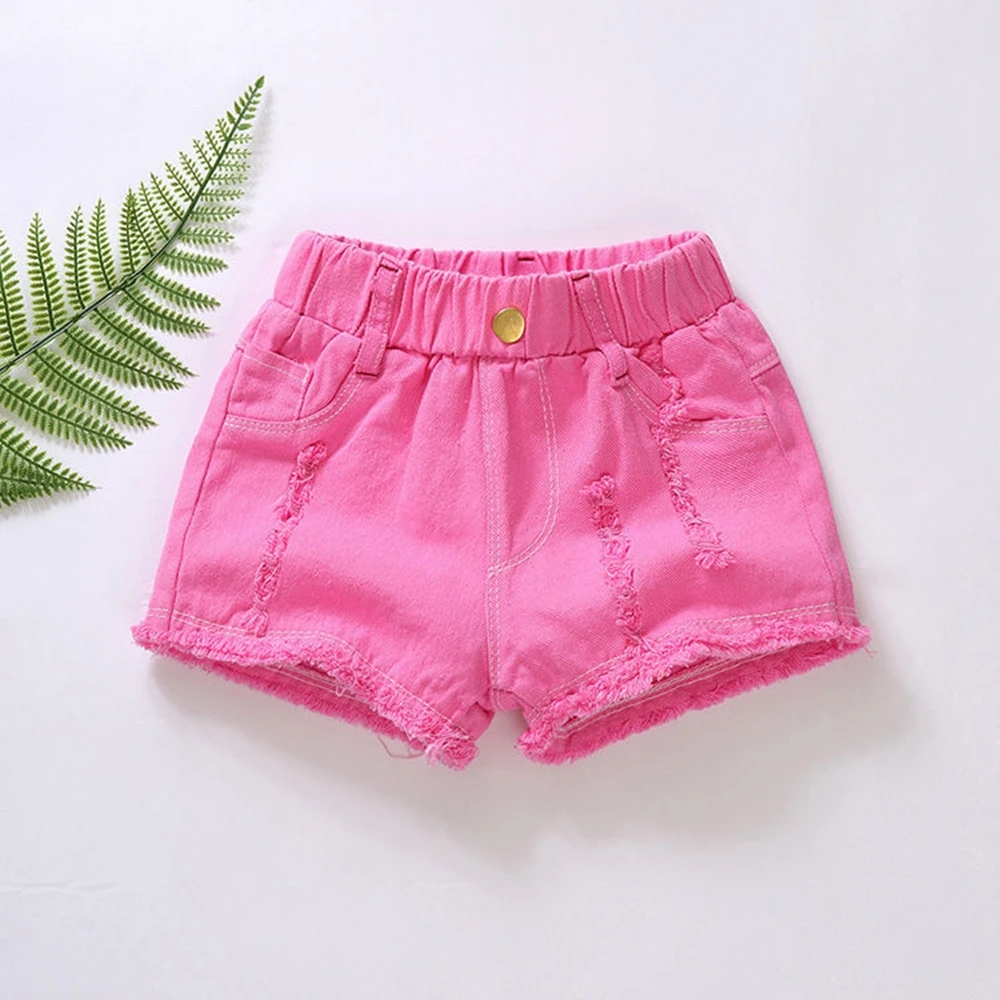 NEW Style Girls Denim Shorts Summer Hot Sale Mesh Ripped Jeans, Big Kids and Children All-match Thin Hot Pants 2-12Years