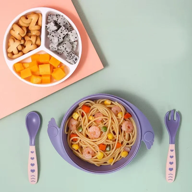 

Детская присоска с ложкой, детская посуда, детская посуда для кормления, детская нескользящая посуда, обучающая посуда, набор детских мисок