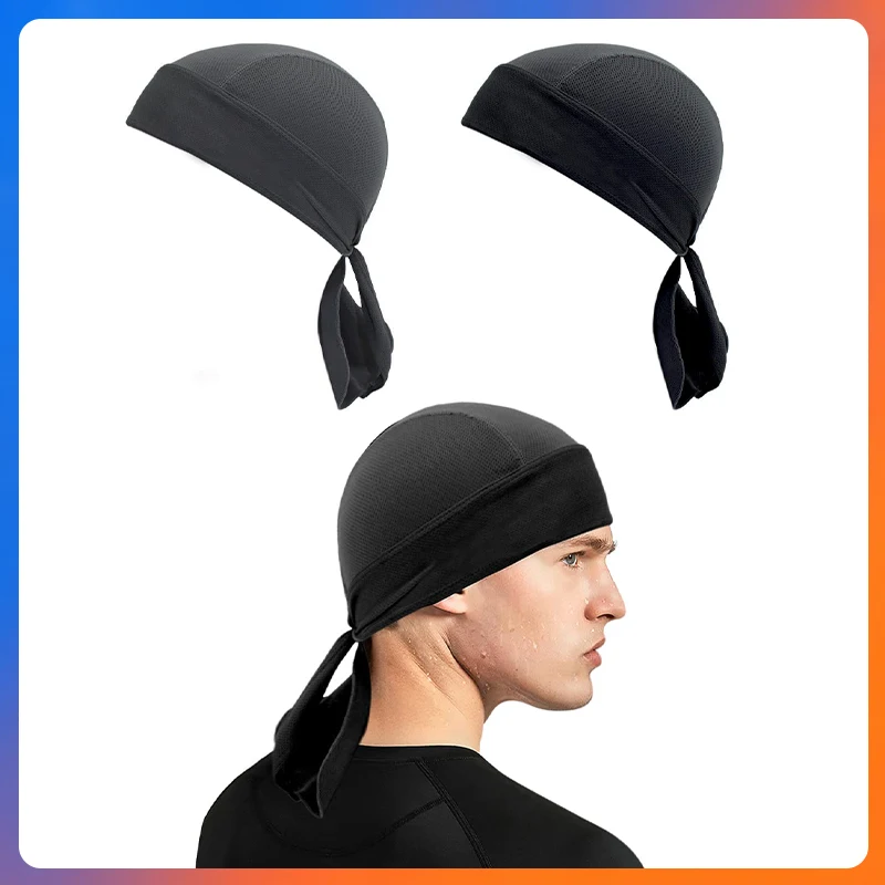 Durag für Männer, Radfahrer-Piratenhut, atmungsaktives Mesh-Piraten-Bandana, schweißabsorbierende Helm-Innenkappe, Kopfbedeckung, Totenkopfkappe für