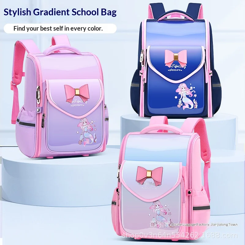 New backpack for elementary school students, bow tie integrated backpack, children's backpack, women's backpack schoolbag