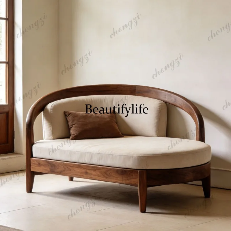 A74 New Chinese-style North American black walnut chaise longue Song-style aesthetic living room leisure lazy recliner