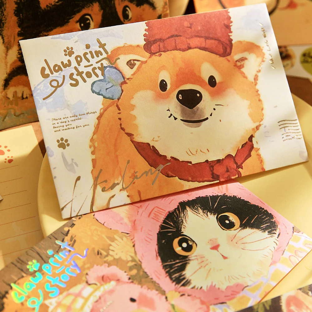 

Envelope Cat Dog Story Series Cute Pet Original Ins Style Commemorative Blessing Handwritten Letter Envelope