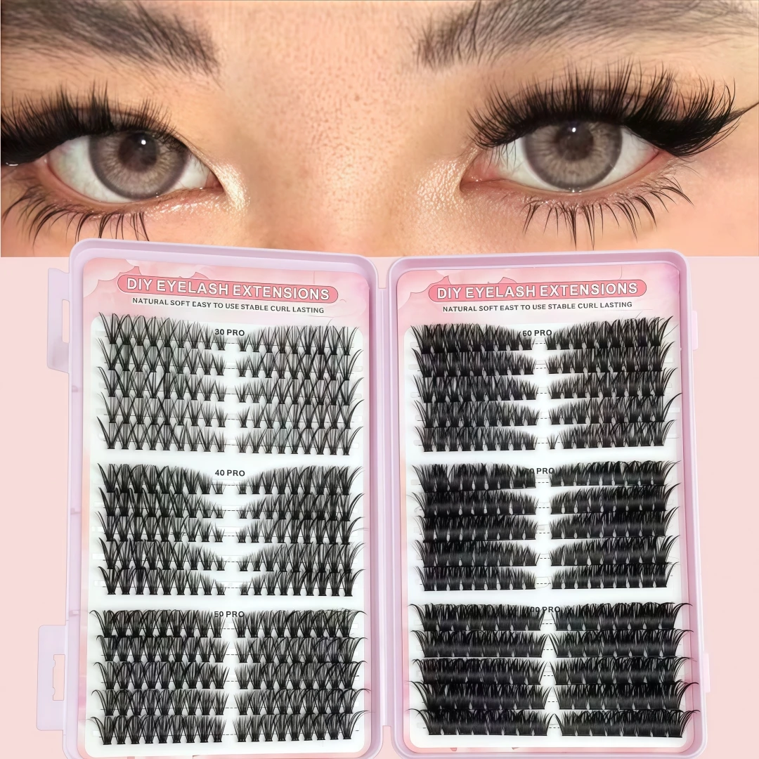 Light Asian-European Wild Rose Cat-Eye Lifted Euro-American Lash Book, Large Capacity Segmented 3D False Eyelashes