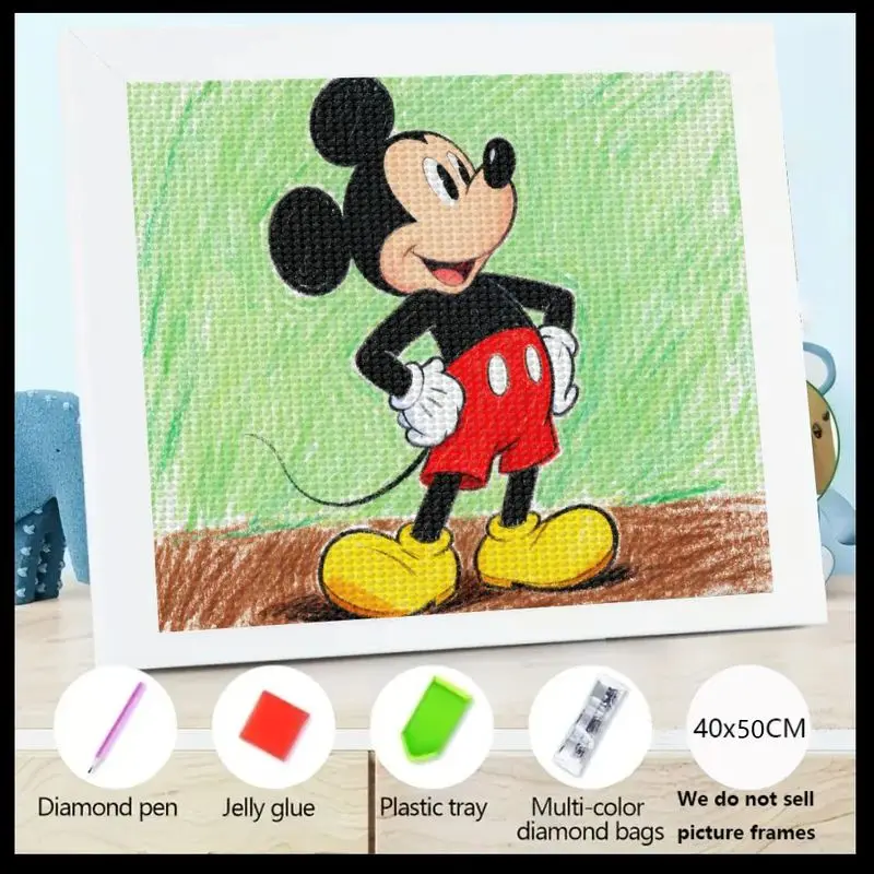 

1PC DIY 5D Full Drill Diamond Painting Kit, Cute Cartoon Mickey Mouse Large 40x50CM Diamond Art Set, Sparkling Crystal Rhineston
