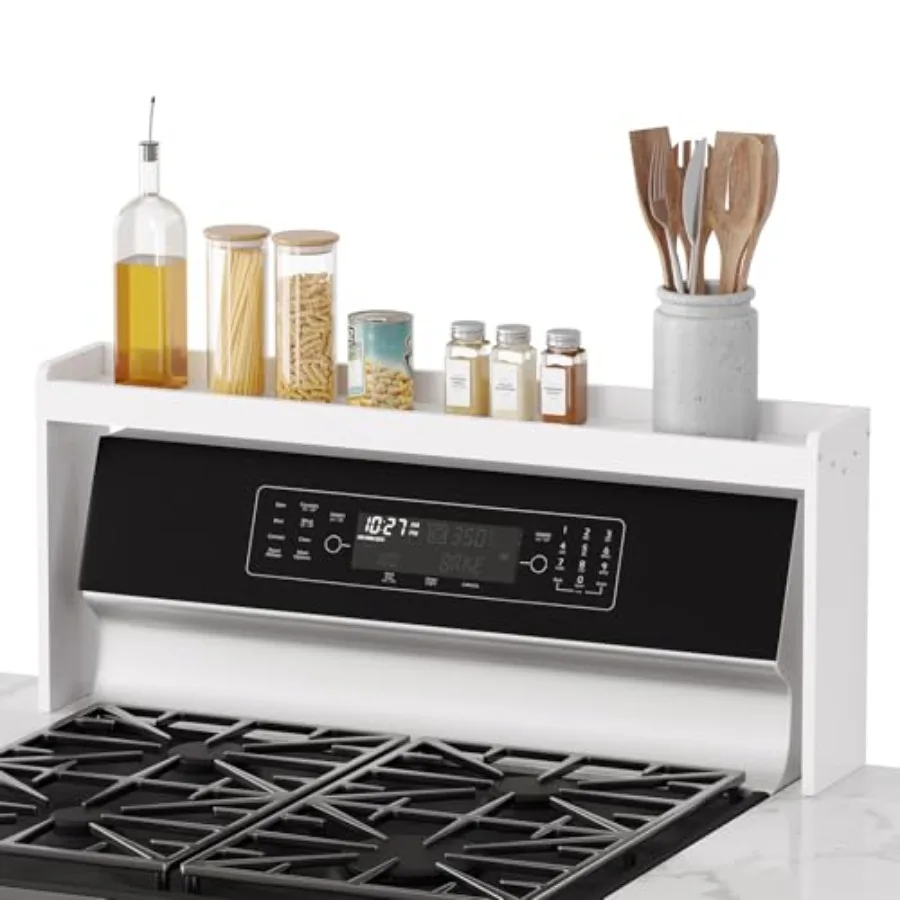 

Bamboo Over the Stove Spice Holder Shelf, 31.5" Kitchen Organizer Stove Spice Top Rack, 11.6" Height Countertop Storage, Over O
