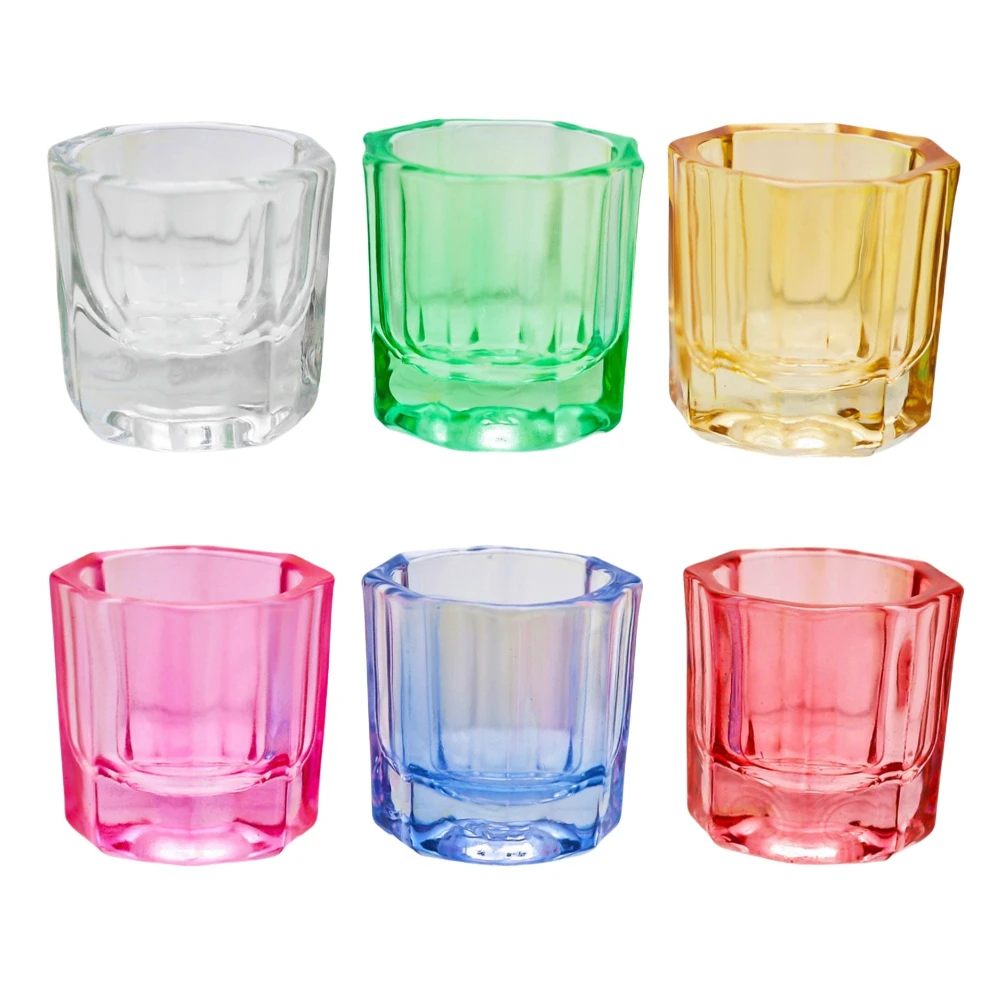 Dental Oral Material Colored Octagonal Cups Adhesive Powder Mixing Cups Self-Curing Prism Thickened Glass Cups for Dental Use