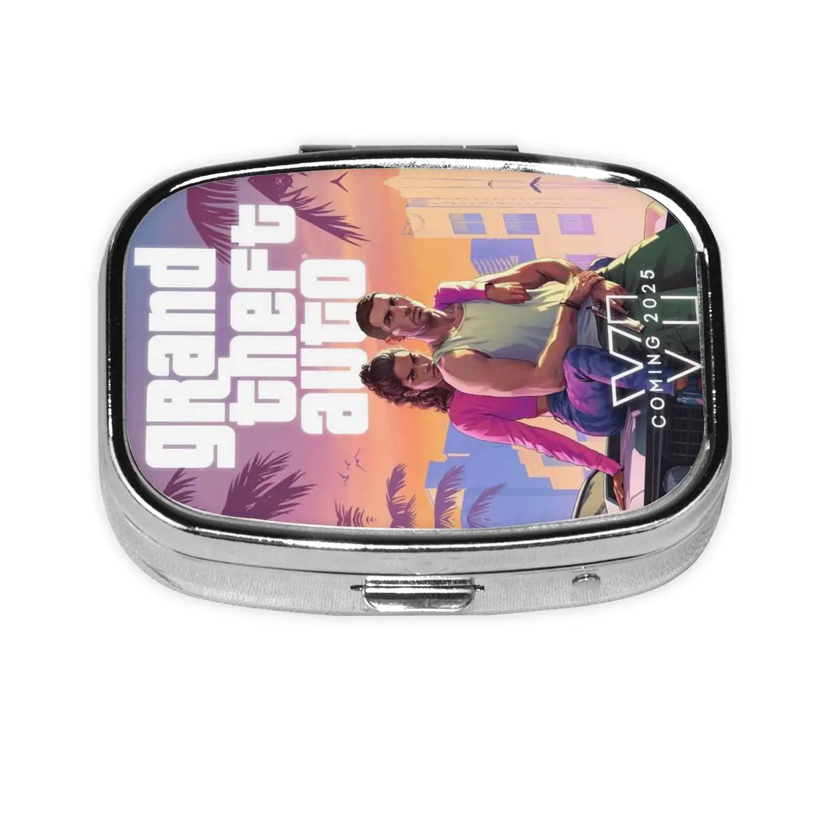 Grand Theft Auto San Andreas Compact Portable Pill Cases 2 Grids GTA Video Game Medicine Holder Storage Case Pill Box For Travel