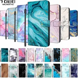 Leather Book Case For Samsung Galaxy A53 5G / A13 4G / A33 5G / A23 4G / M23 A14 A34 A54 Wallet Flip Cover Holder Stand Marble