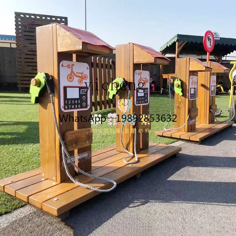 ZZ Children Play House Toy Simulation Outdoor Wooden Gas Station Kindergarten Traffic Riding