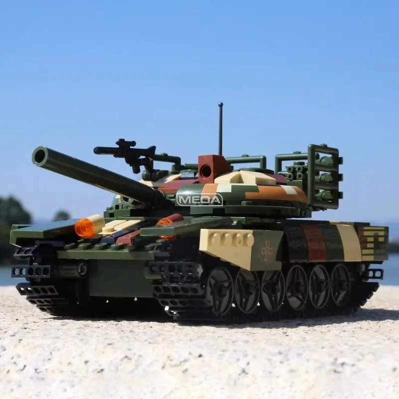 

MOC WW2 Россия Военный Т-72 Основный танк Строительный блок Советский средний танк Кирпичная модель DIY Военная коллекция игрушек для хобби ﻿