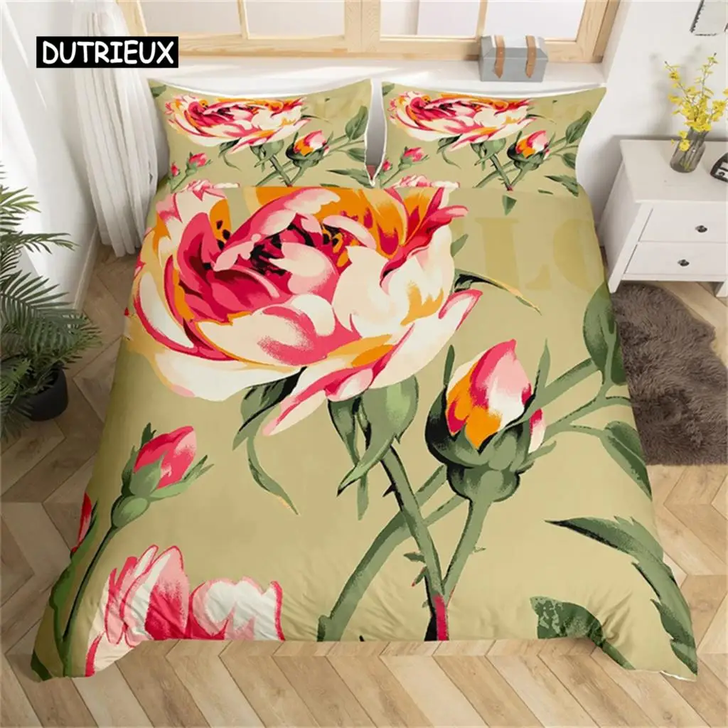 

Chinese Style Flower Duvet Cover Vintage Comforter Cover Microfiber Garden Floral Bedding Set Bedclothe Juvenile Adult Bedroom