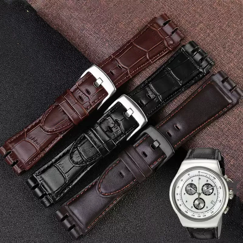 

Genuine Leather Watch Band For Swatch IRONY YOS440 449 448 401G Watch accessories Strap 23mm men Watchband Bracelet
