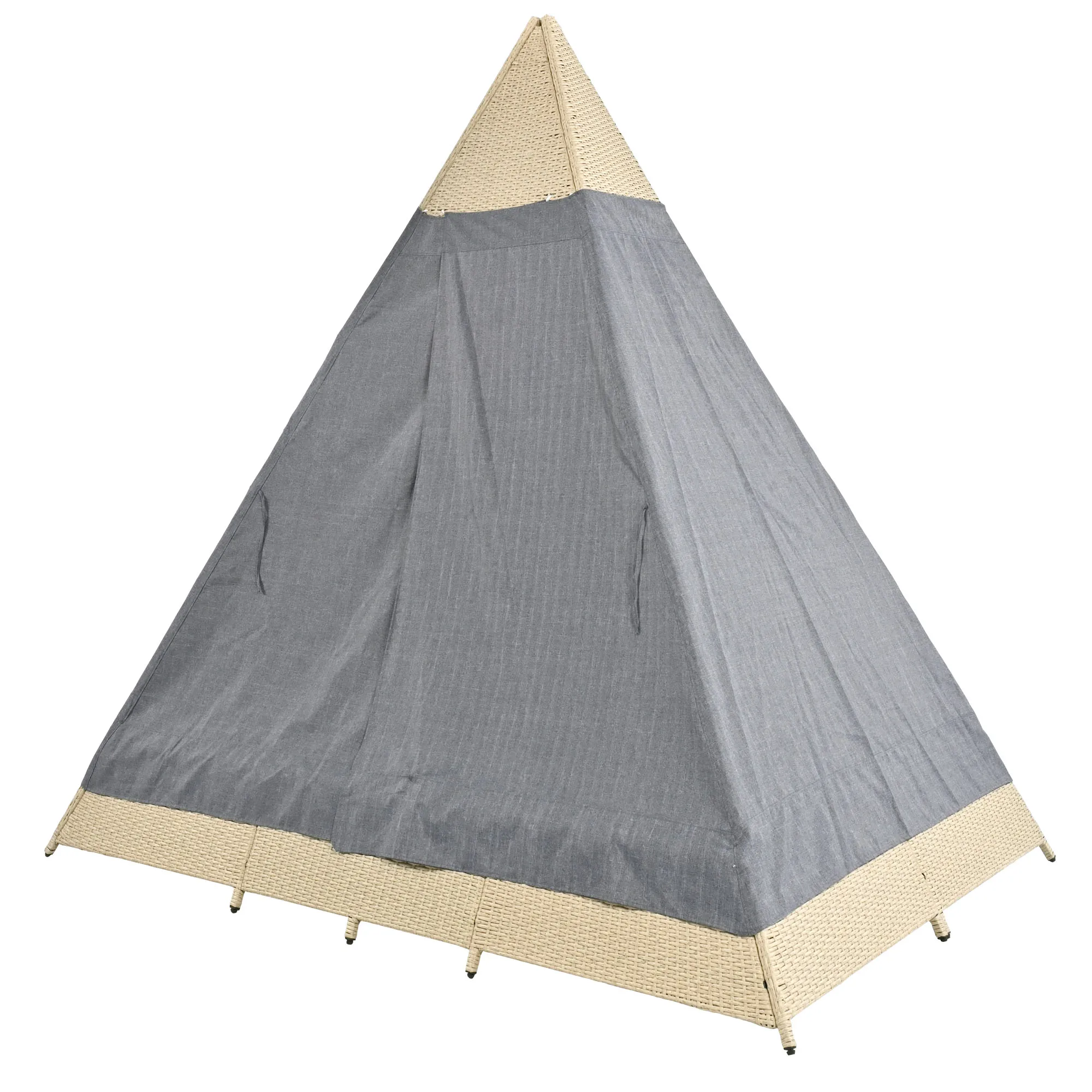 Rattan tent suitable for 2-4 persons, all seat cushion and cushion included beige rattan gray door curtain seat cushion with R