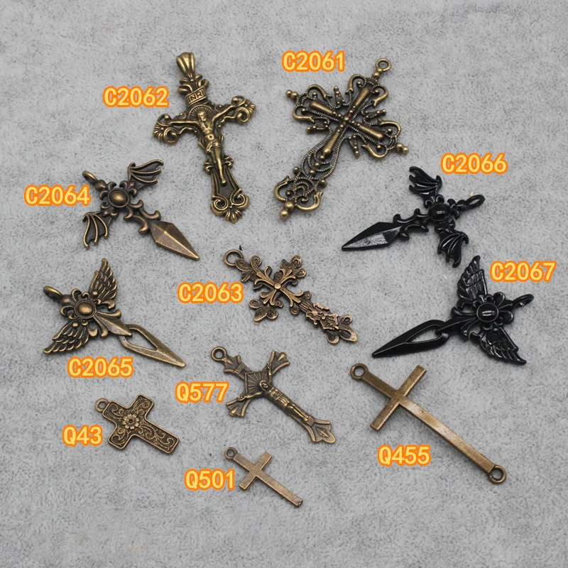 Vintage Antique Lolita Accessories Halo Crown Headdress Material Bronze black Cross Alloy DIY Handmade Jewelry Accessories