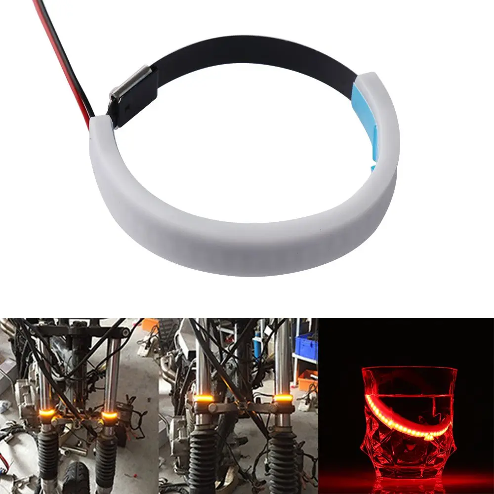 Universal 45mm-70mm Red/Blue/Yellow/White Motorcycle SMD LED Strip Turn Signal Light  Fork Indicator